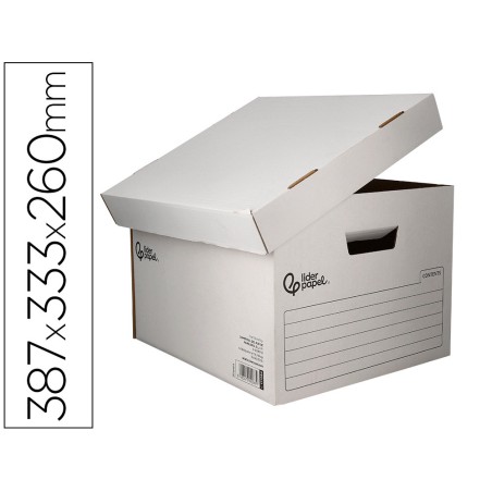 5 Unidades - Cajon contenedor liderpapel carton automatico para 3 cajasarchivo definitivo folio / 4 archivadores a-z 387x333x260