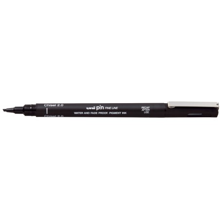 12 Unidades - Rotulador uniball pin calibrado punta biselada 2 mm color negro