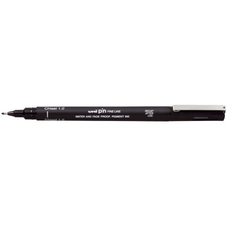 12 Unidades - Rotulador uniball pin calibrado punta biselada 1 mm color negro