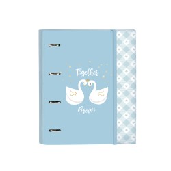 Carpeta con recambio safta din a4 tapa forrada 100 h 60 gr cuadro 5 mm con goma y 5 separadores glowlab cisnes