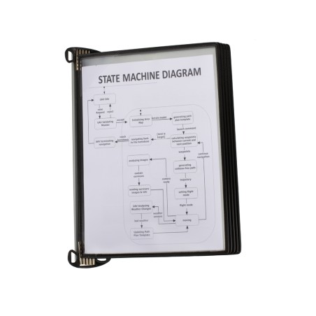 Portacatalogo de pared djois pro con 5 fundas a4 polipropileno easy load color negro 355x390x170 mm