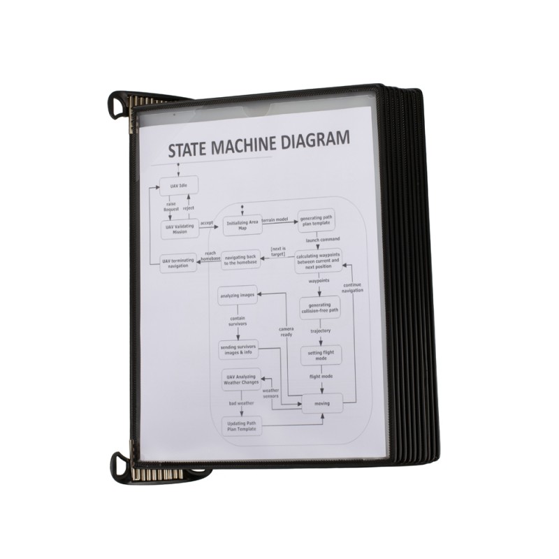 Portacatalogo de pared djois pro con 10 fundas a4 polipropileno easy load color negro 355x430x170 mm