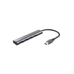 Hub trust halyx 4 puertos usb-a conexion usb-c color gris