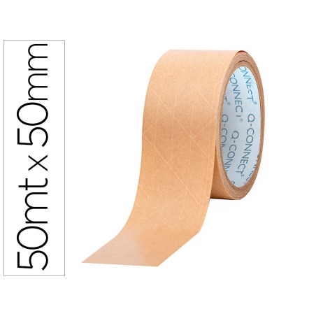 6 Unidades - Cinta adhesiva q-connect kraft reforzado 50 m x 50 mm para embalaje