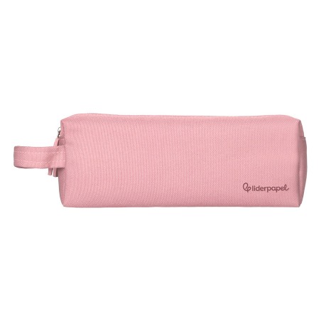 Estuche portatodo liderpapel classic rectangular con asa 2 cremalleras 210 x80mm rosa