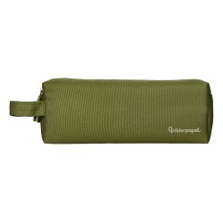 Estuche portatodo liderpapel classic rectangular con asa 2 cremalleras 210 x80mm verde militar