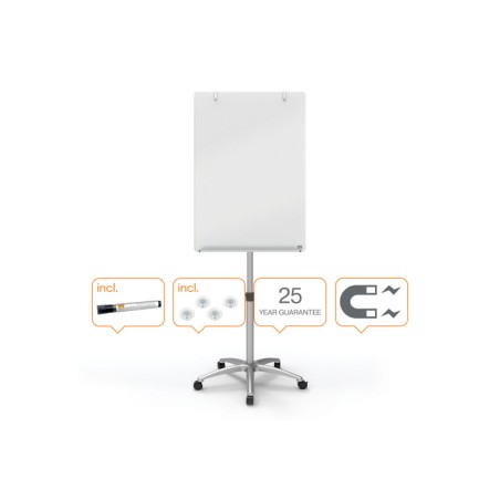 Pizarra de conferencia nobo cristal movil magnetica blanco brillante 700x1850x745 mm