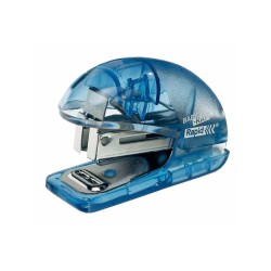 20 Unidades - Grapadora mini rapid baby-ray plastico capacidad 10 hojas usa grapas 24/6 y 26/6 color azul translucido