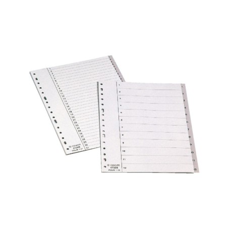 10 Unidades - Separador numerico esselte cartulina 1-31 juego de 31 separadores polipropileno folio multitaladro color gris
