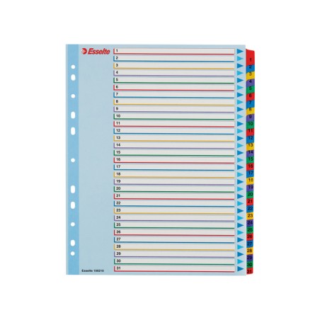 10 Unidades - Separador numerico esselte cartulina borra y escribe 1-31 juego de 31 separadores din a4 multitaladro