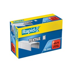 2 Unidades - Grapas rapid super strong n 43/6 mm textil galvanizada caja de 10000 unidades