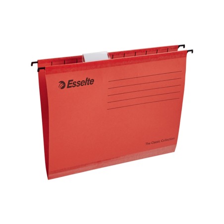 Carpeta colgante esselte din a4 cartulina 210 g/m2 visor superior lomo v color rojo caja de 25 unidades