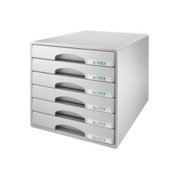 Fichero cajones de sobremesa leitz plus 6 cajones pequeños color gris 287x270x363 mm