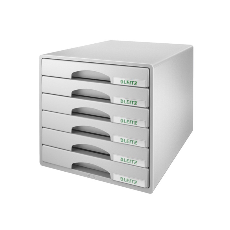 Fichero cajones de sobremesa leitz plus 6 cajones pequeños color gris 287x270x363 mm