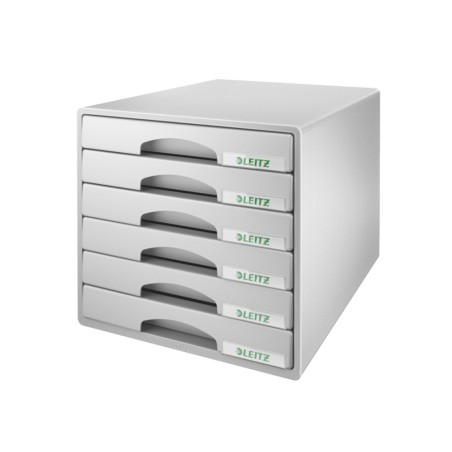 Fichero cajones de sobremesa leitz plus 6 cajones pequeños color gris 287x270x363 mm