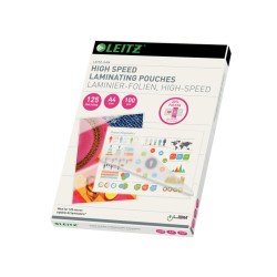 Bolsa de plastificar leitz din a4 alta velocidad cierre lado mas largo 125 mc caja de 100 unidades