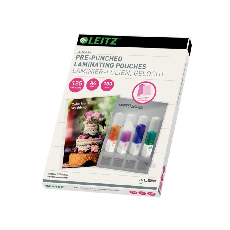 Bolsa de plastificar leitz din a4 multitaladro 125 mc caja de 100 unidades