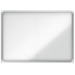 Vitrina de anuncios nobo premium plus con puerta corredera fondo magnetico 18 x din a4 hojas 997x1412x54 mm