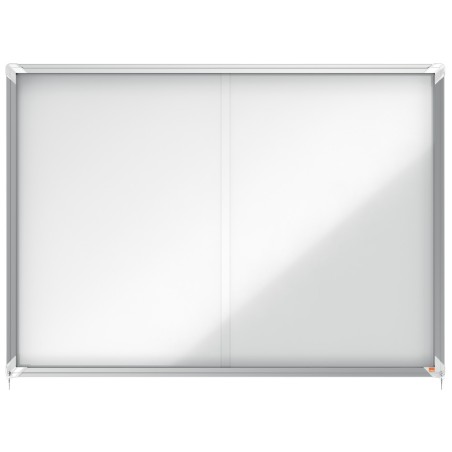 Vitrina de anuncios nobo premium plus con puerta corredera fondo magnetico 18 x din a4 hojas 997x1412x54 mm