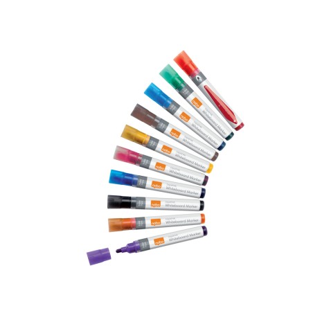 Rotulador nobo para pizarra blanca tinta liquida punta conica 3 mm colores surtidos caja de 10 unidades