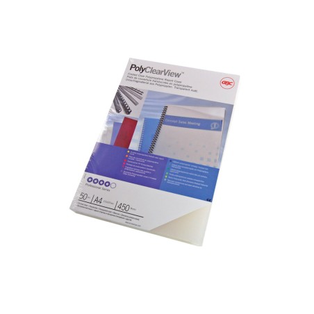 Tapa de encuadernacion gbc din a4 polipropileno polycovers translucida 350 mc brillo/mate caja de 100