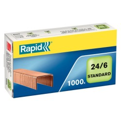 40 Unidades - Grapas rapid n 24/6 cobreada caja de 1000 unidades