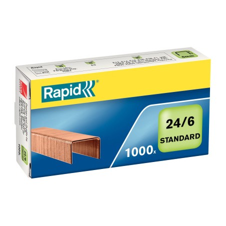 40 Unidades - Grapas rapid n 24/6 cobreada caja de 1000 unidades