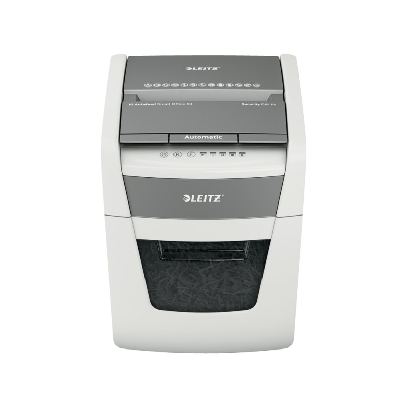 Destructora de documentos leitz iq auto+ office 50 capacidad de corte 50 hojas destruye grapas y clips