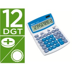Calculadora ibico 212x sobremesa 12 digitos color blanco / azul 140x32x190 mm