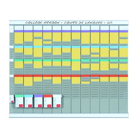 Kit planificacion de tarjetas t nobo 66x80 cm 12 columnas 2x32 ranuras + 500 tarjetas t nº2 colores surtidos + 100