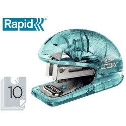6 Unidades - Grapadora rapid mini baby ray colour ice f4 capacidad 10 hojas usa grapas 24/6 y 26/6 color verde en blister