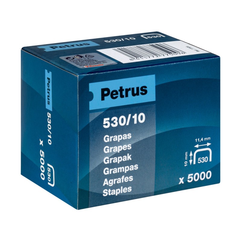 2 Unidades - Grapas petrus nº 530/10 caja de 5000