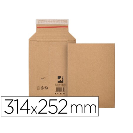 30 Unidades - Sobre para envios q-connect carton 100% reciclado y reciclable cierre autoadhesivo314x252x72 mm color kraft