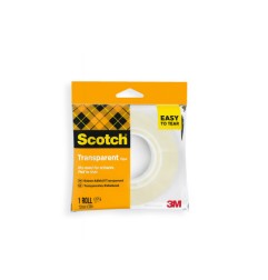 8 Unidades - Cinta adhesiva scotch 508 transparente 33 m x 19 mm facil de cortar encelofanada individual