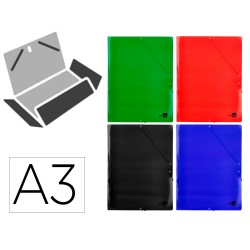 8 Unidades - Carpeta liderpapel gomas tres solapas carton plastificado 800 gr din a3 colores surtidos