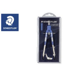 Compas staedtler micrometrico con ajuste rueda central sin alargadera con adaptador y tubo de minas