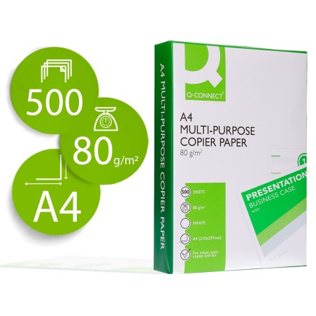 5 Unidades - Papel fotocopiadora q-connect economy din a4 80 gramos paquete de 500 hojas