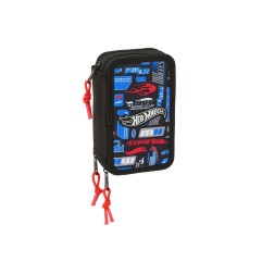 Plumier escolar safta triple 37 piezas hot wheels 195x125x55 mm