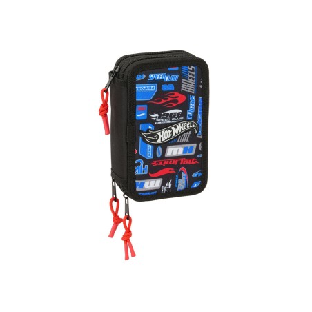Plumier escolar safta triple 37 piezas hot wheels 195x125x55 mm