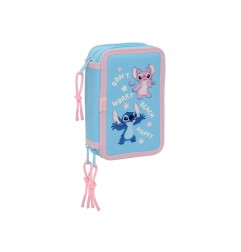 Plumier escolar safta triple 37 piezas stitch happy 195x125x55 mm