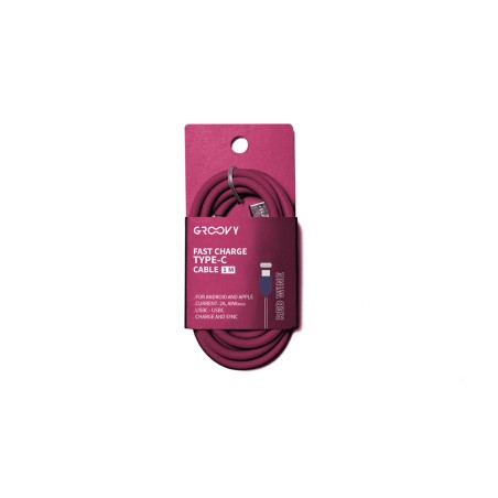 Cable groovy tipo c a tipo c carga rapida longitud 1 m color rojo
