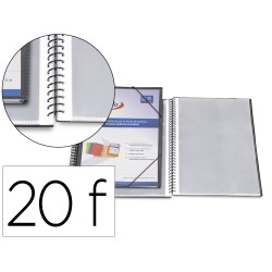 Carpeta pardo escaparate con espiral 20 fundas folio personalizable color negra