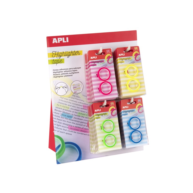 32 Unidades - Cinta adhesiva apli neon para resaltar textos pack de 2 unidades colores surtidos