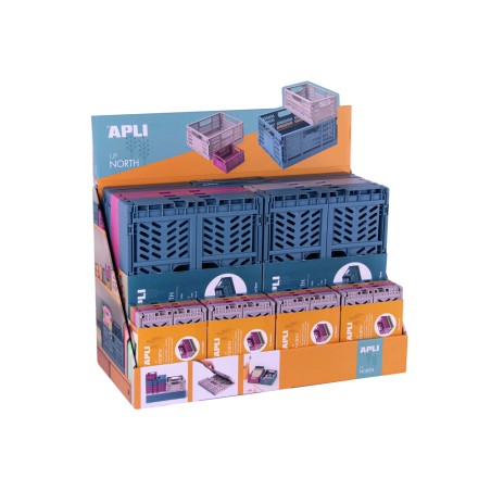 Caja almacenamiento apli plegable up north expositor de 26 unidades tamaños y colores surtidos