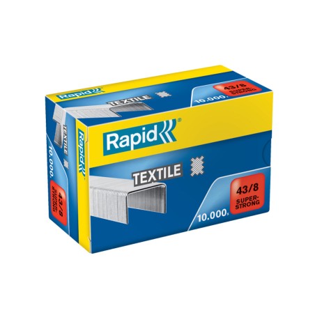 Grapas rapid super strong n 43/8 mm textil galvanizada caja de 10000 unidades