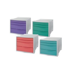 4 Unidades - Fichero cajones de sobremesa esselte colour breeze plastico 2 cajones grandes y 2 pequeños colores surtidos