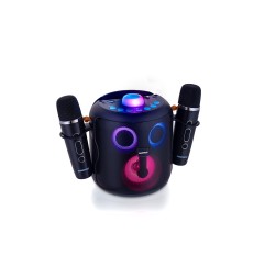 Altavoz daewoo karaoke 15w bluetooth luces led radio fm 2 microfonos inalambricos color negro