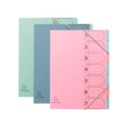 Carpeta clasificadora exacompta autentik 7 departamentos din a4+ carton reciclado colores surtidos