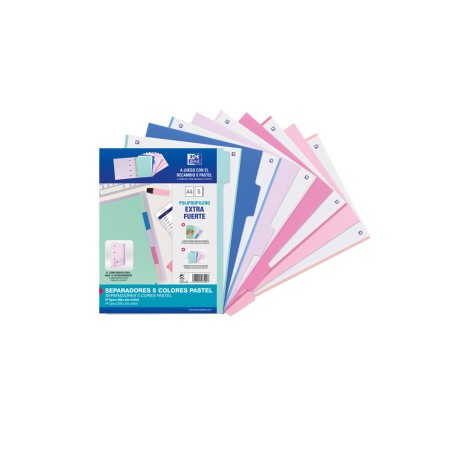 Separadores de plastico oxford polipropileno 500 mc colores pastel juego de 5 separadores