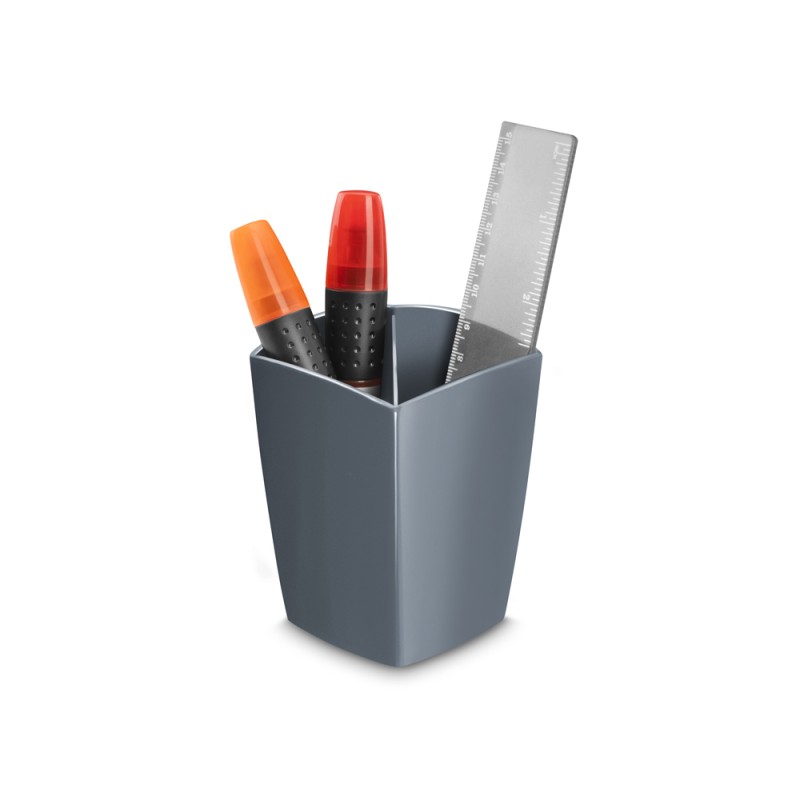 Cubilete portalapices cep mineral plastico color gris 75x75x95 mm